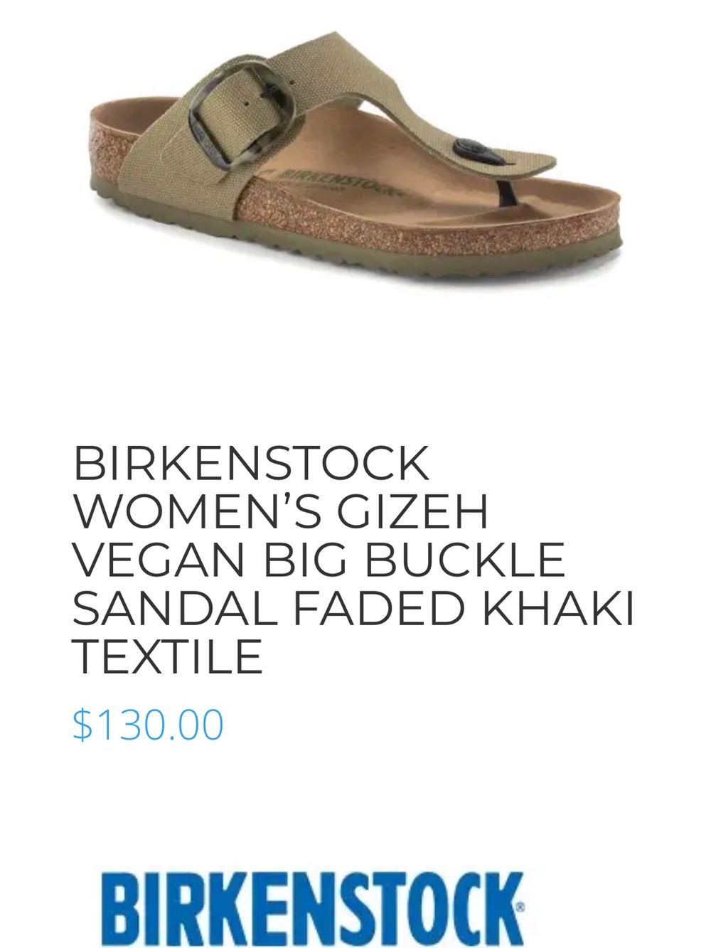 Birkenstock Women's Gizeh Vegan Sandal — Faded Khaki